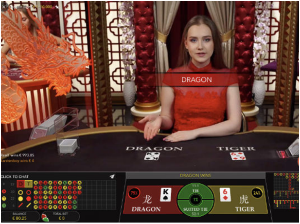 Dragon Tiger- Live casino game from Evolution Games