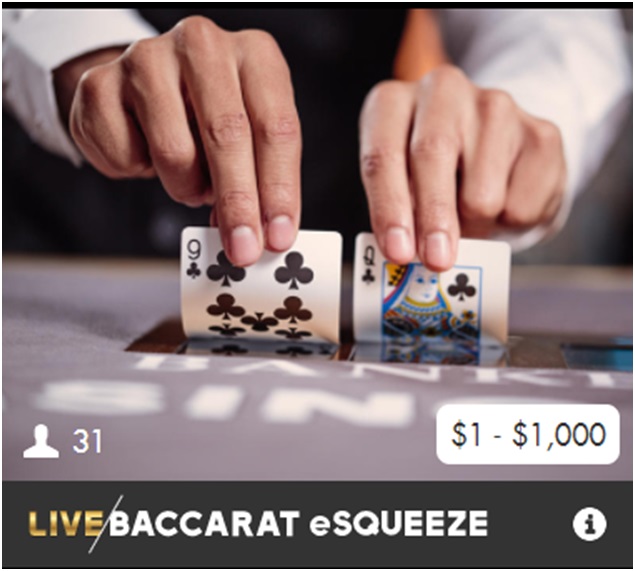 Live Baccarat game variant- esqueeze