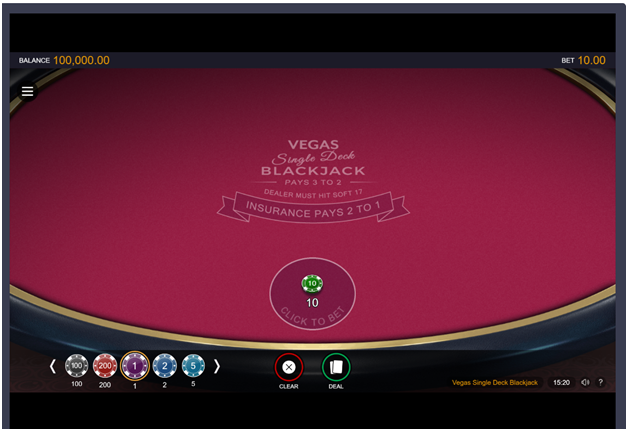 Play Vegas Single Deck Blackjack